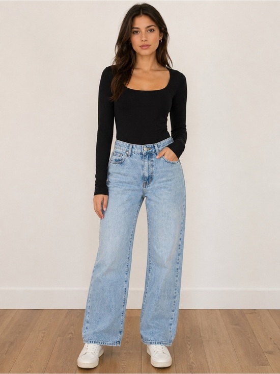 Cider Denim - Cider Light Wash High Rise Straight Leg Jeans Size S 90s Style